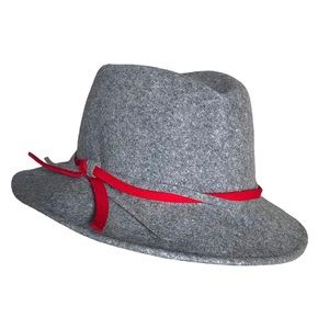 Vintage Gray Doeskin Felt Wool Fedora by Geo W Bollman & Co. gray with red band